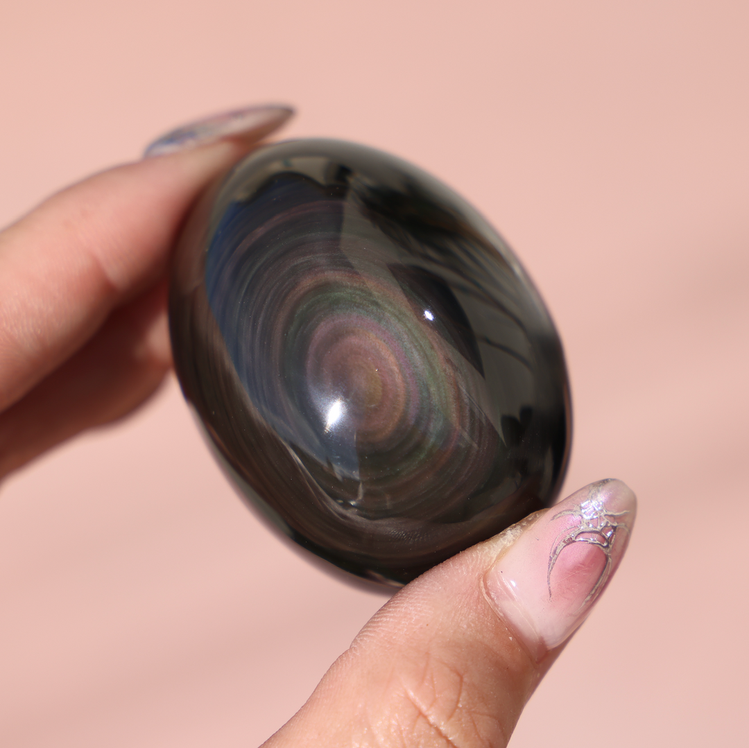 Rainbow Obsidian Egg Palm Stone #2