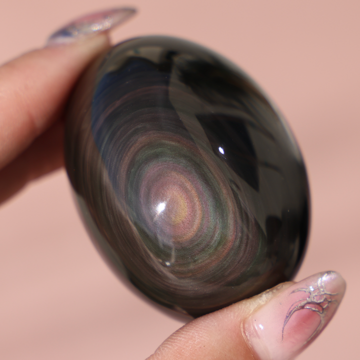 Rainbow Obsidian Egg Palm Stone #2