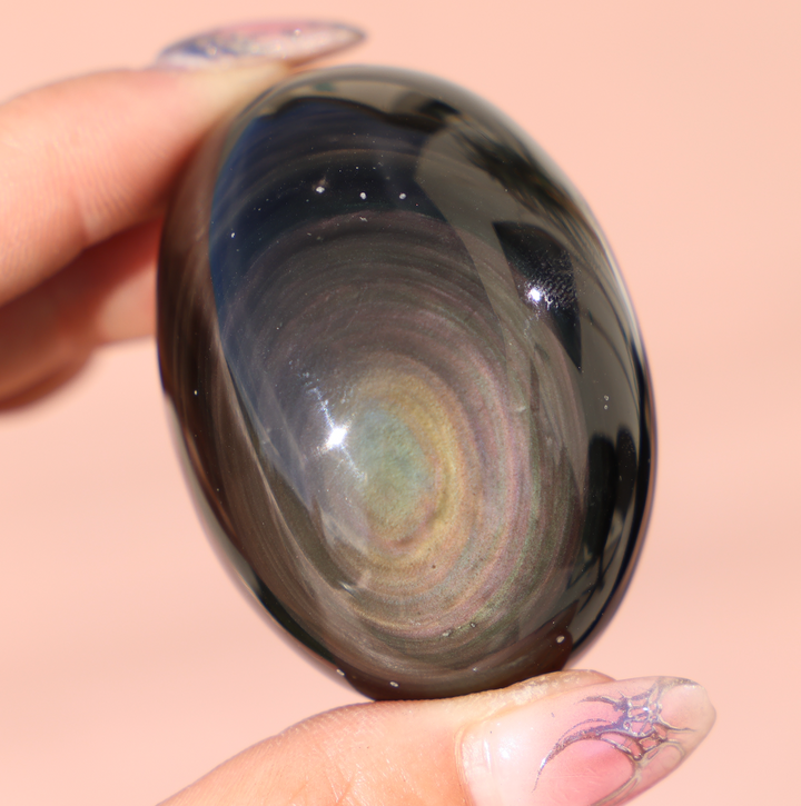 Rainbow Obsidian Egg Palm Stone #2