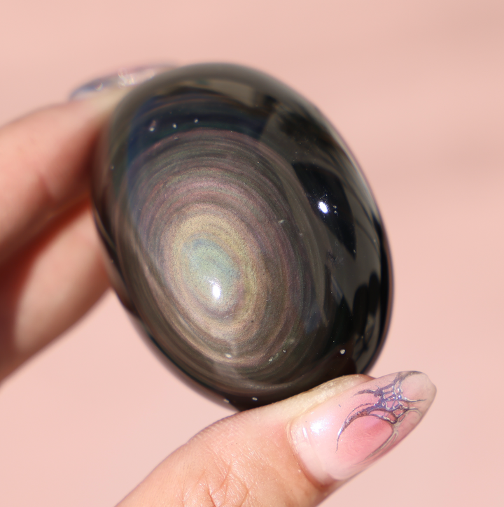 Rainbow Obsidian Egg Palm Stone #2