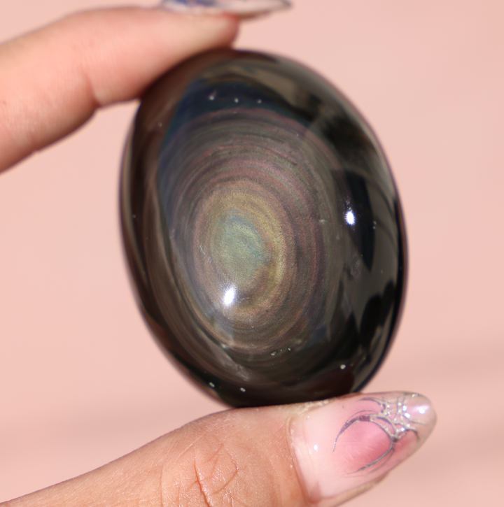Rainbow Obsidian Egg Palm Stone #2