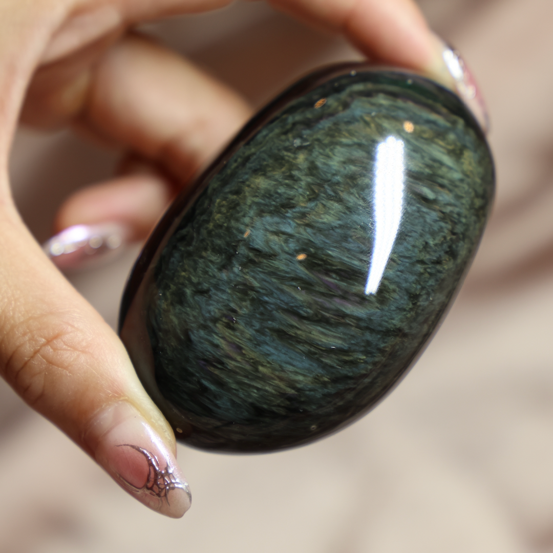 Velvet Obsidian Palm Stone #3
