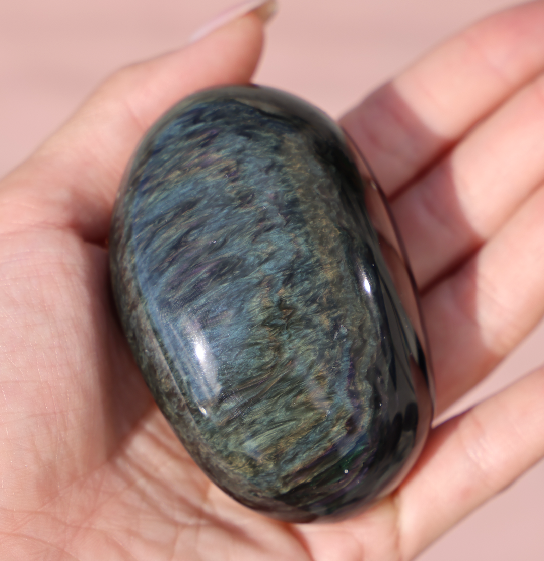 Velvet Obsidian Palm Stone #3