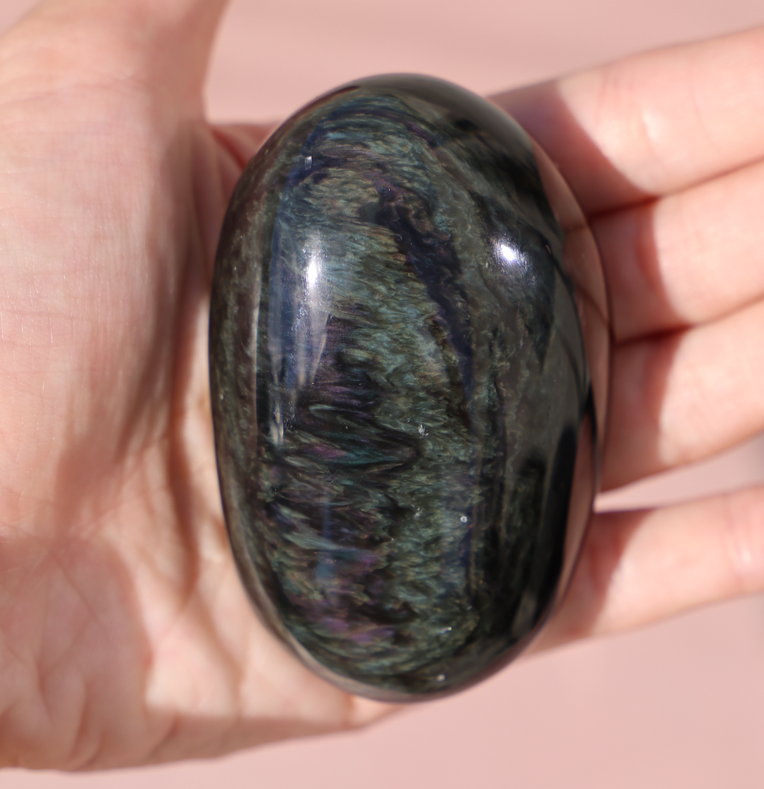 Velvet Obsidian Palm Stone #3