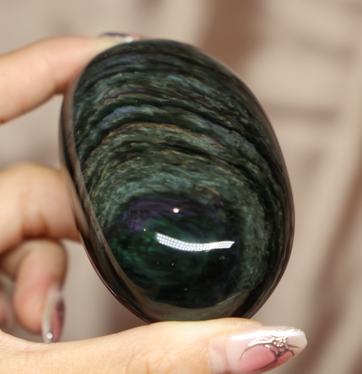 Velvet Obsidian Palm Stone #5 Highest Quality