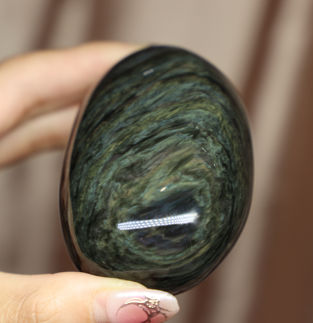 Velvet Obsidian Palm Stone #5 Highest Quality