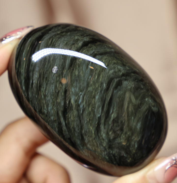 Velvet Obsidian Palm Stone #5 Highest Quality