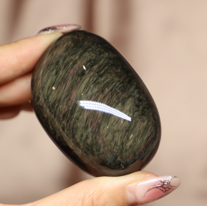Velvet Obsidian Palm Stone #6