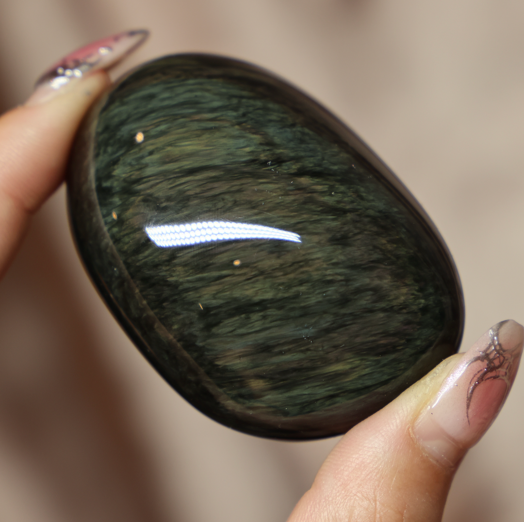 Velvet Obsidian Palm Stone #6