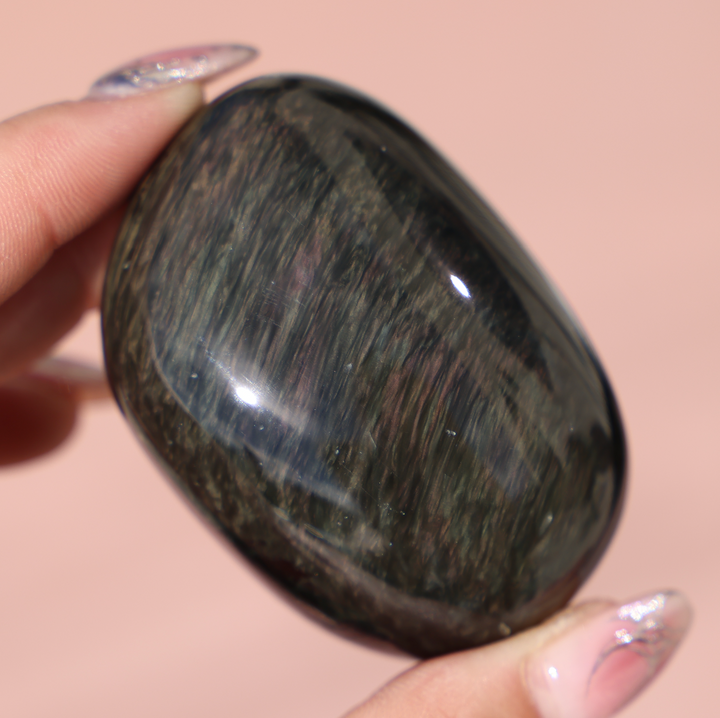Velvet Obsidian Palm Stone #6