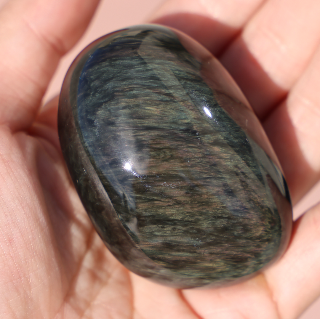 Velvet Obsidian Palm Stone #6