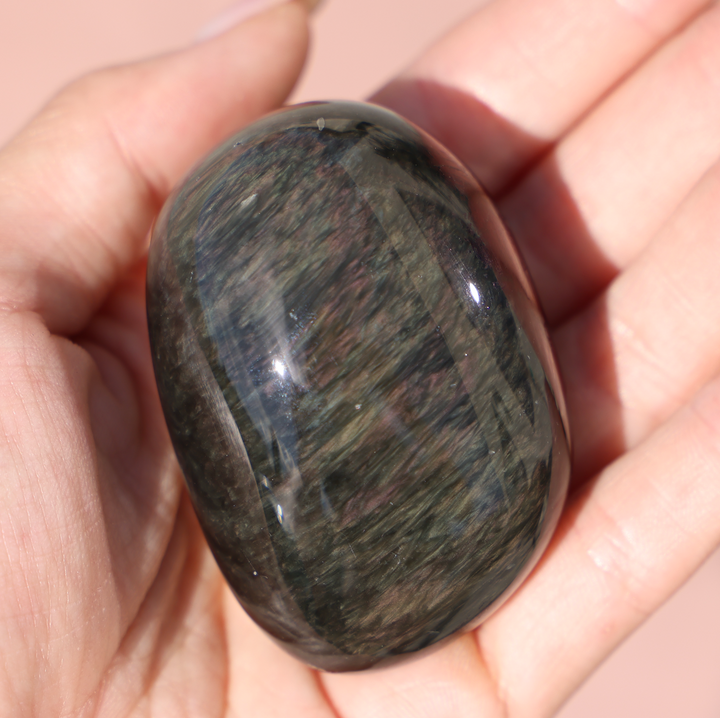 Velvet Obsidian Palm Stone #6