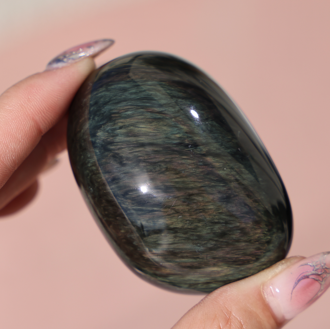 Velvet Obsidian Palm Stone #6