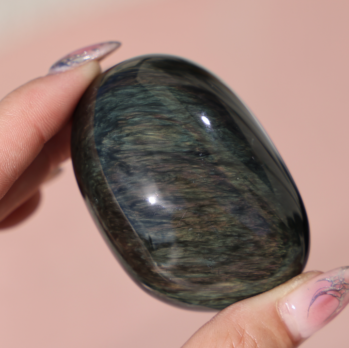 Velvet Obsidian Palm Stone #6