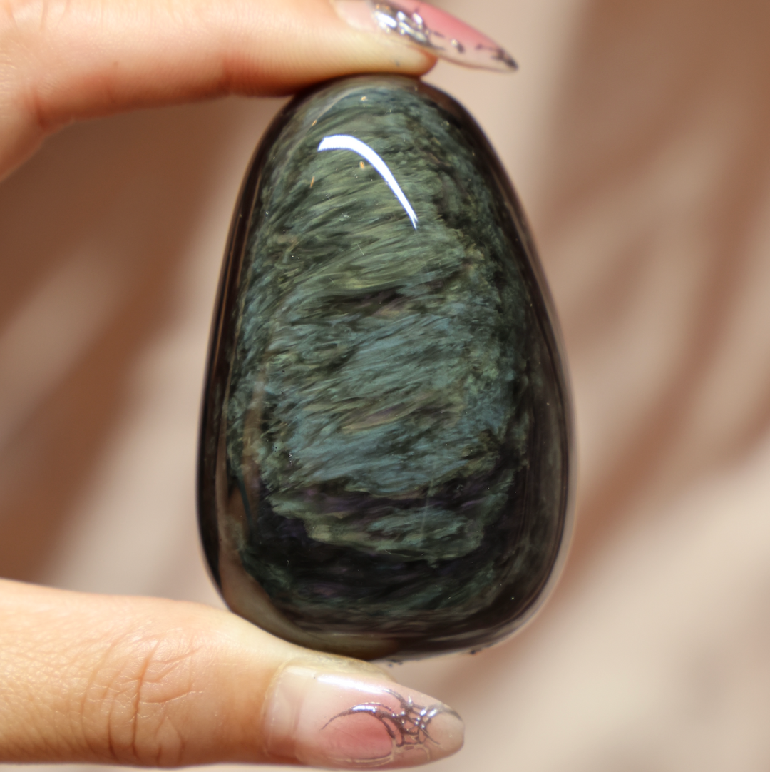Velvet Obsidian Palm Stone #7