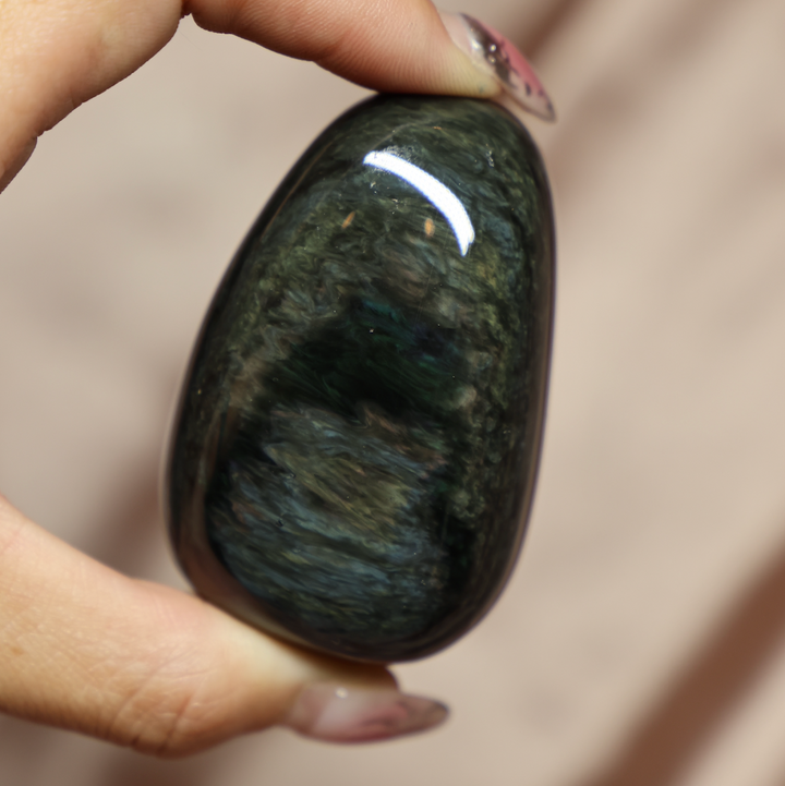 Velvet Obsidian Palm Stone #7