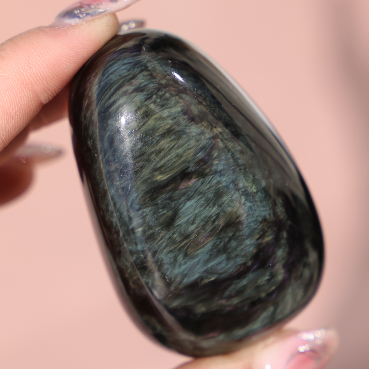 Velvet Obsidian Palm Stone #7