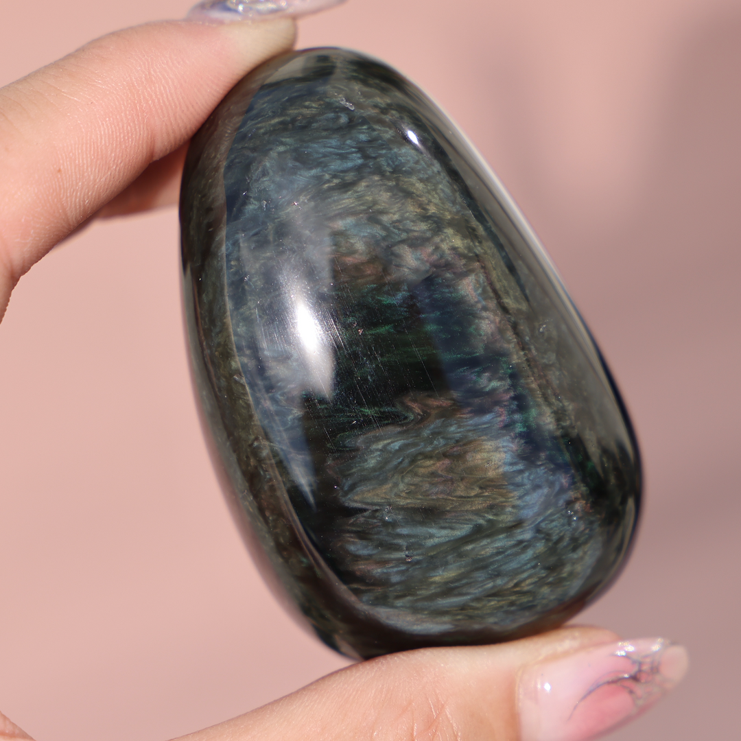 Velvet Obsidian Palm Stone #7