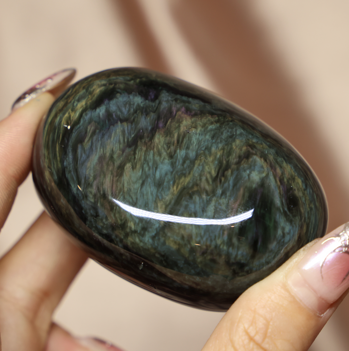 Velvet Obsidian Palm Stone #10