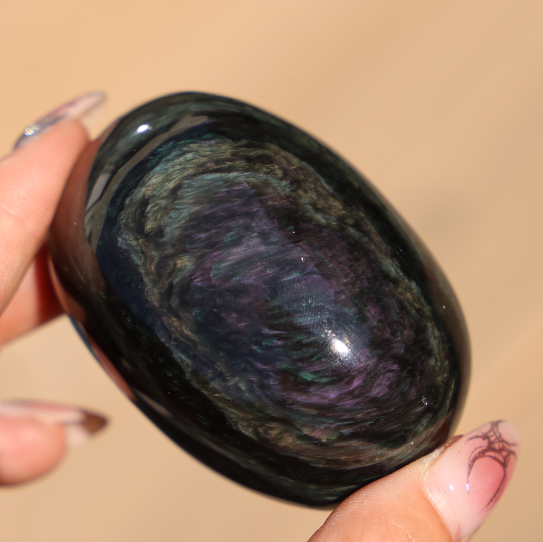 Velvet Obsidian Palm Stone #10