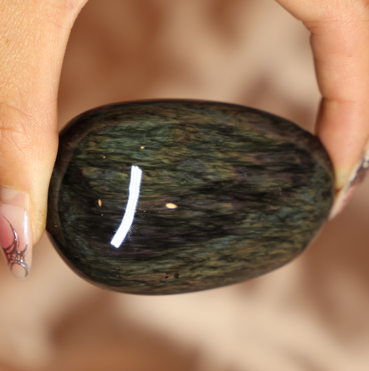 Velvet Obsidian Palm Stone #8