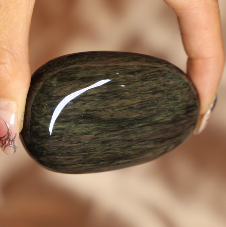 Velvet Obsidian Palm Stone #8