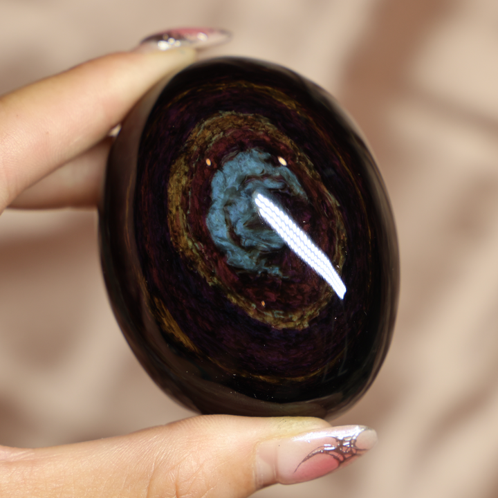 Velvet Obsidian Palm Stone #9 Highest Quality