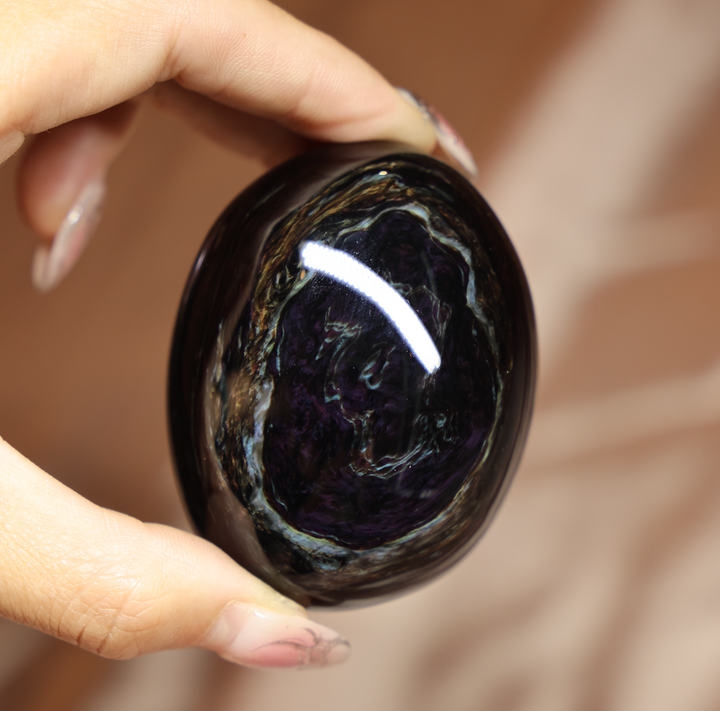 Velvet Obsidian Palm Stone #9 Highest Quality