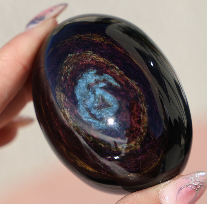 Velvet Obsidian Palm Stone #9 Highest Quality
