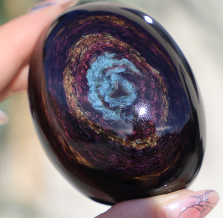 Velvet Obsidian Palm Stone #9 Highest Quality