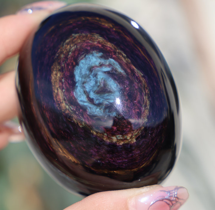 Velvet Obsidian Palm Stone #9 Highest Quality