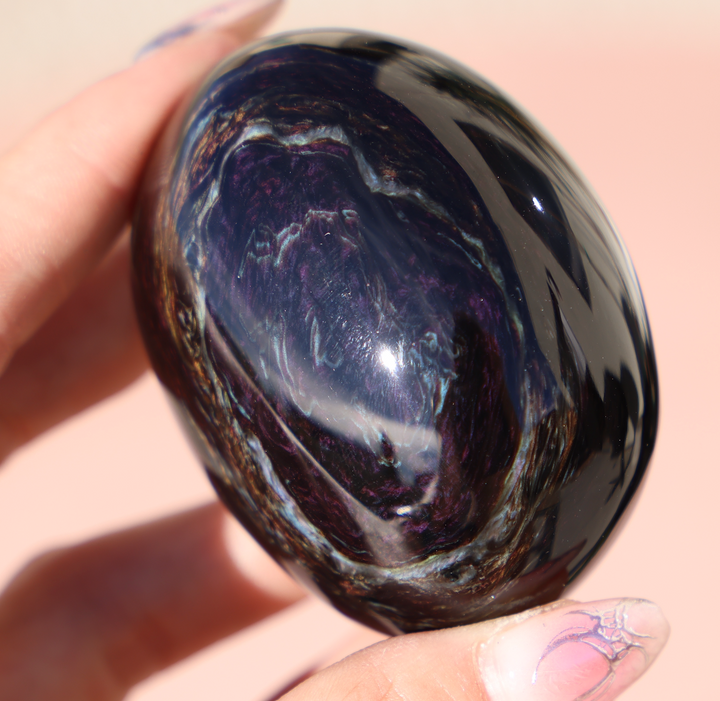 Velvet Obsidian Palm Stone #9 Highest Quality