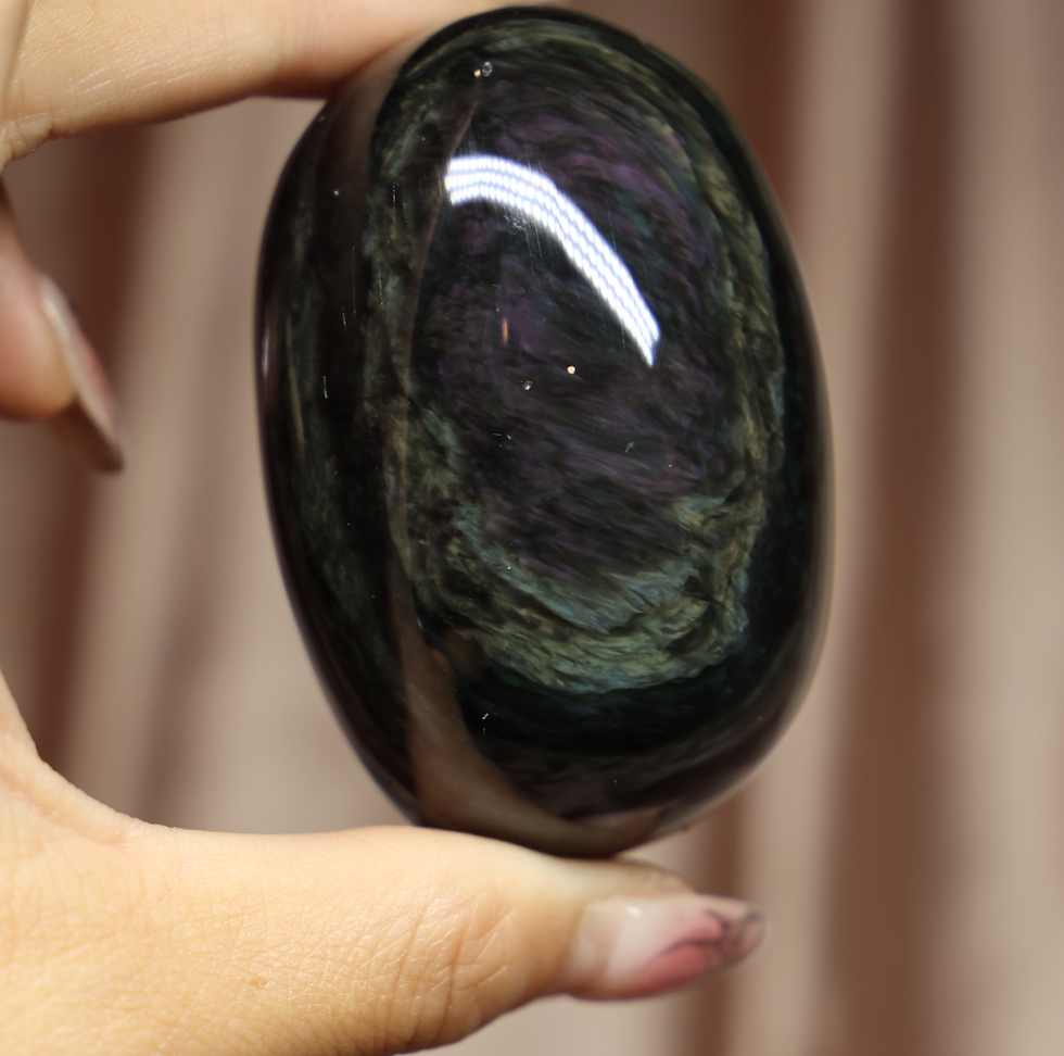 Velvet Obsidian Palm Stone #10
