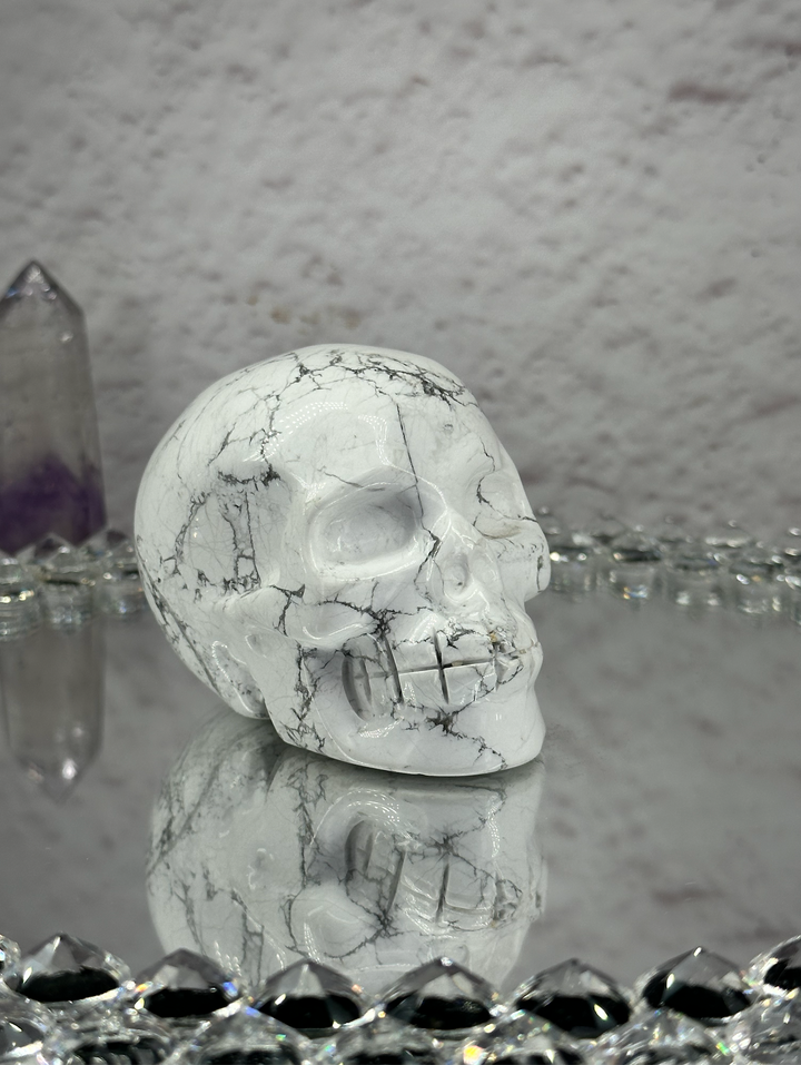 Hand-carved Howlite Skull - Enchantia Muse