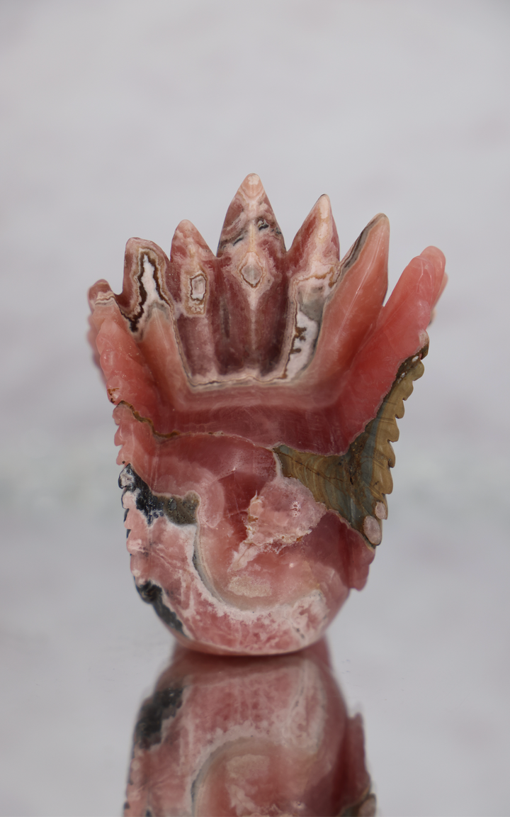 'TOTEM' Hand-carved Rhodochrosite Tribal Skull - Enchantia Muse