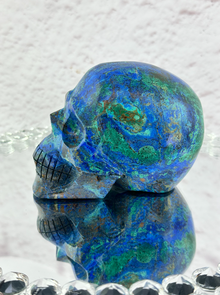 'ATLANTIS' Azurite Lapis Chrysocolla Skull  - Handcarved - Enchantia Muse