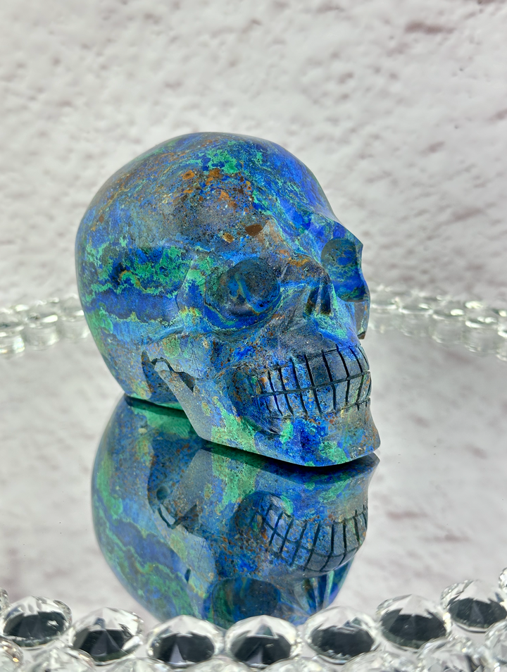 'ATLANTIS' Azurite Lapis Chrysocolla Skull  - Handcarved - Enchantia Muse