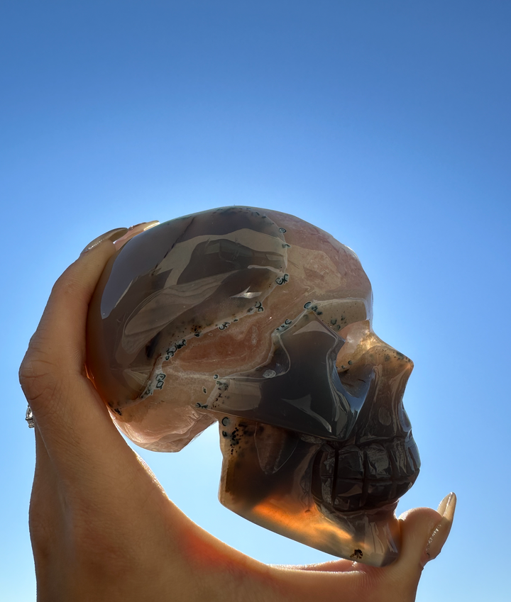 'STITCHES' Natural Druzy Agate Skull - Handcarved - Enchantia Muse