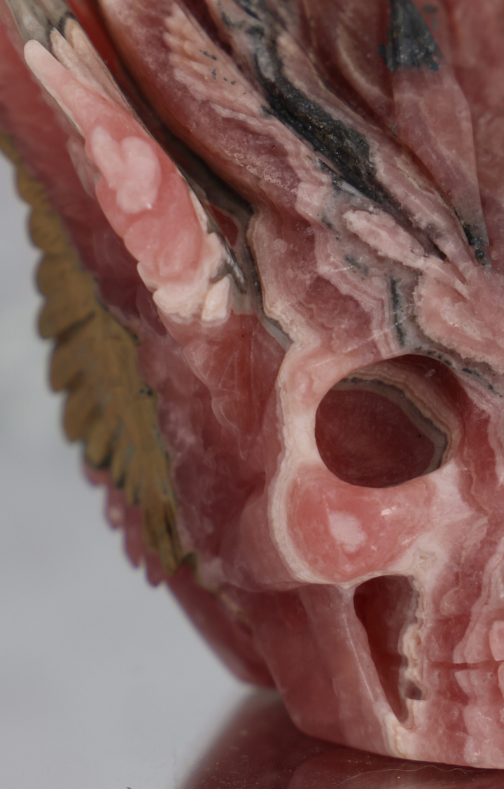 'TOTEM' Hand-carved Rhodochrosite Tribal Skull - Enchantia Muse