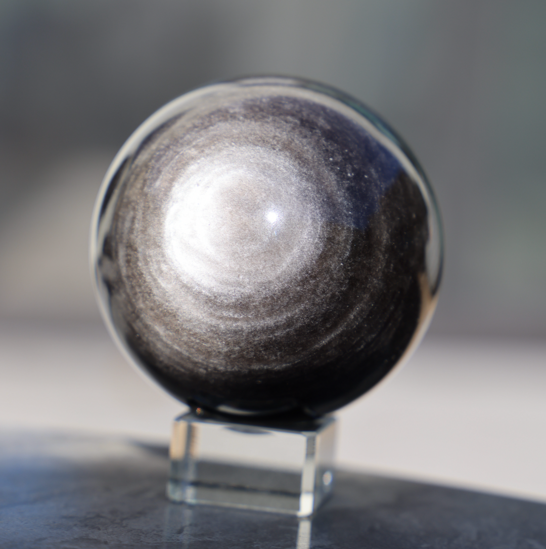 Silver Obsidian Sphere - Enchantia Muse