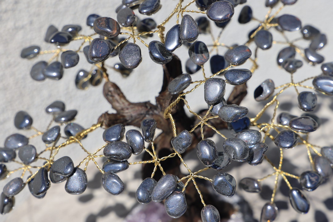 Handmade Hematite Tree with Amethyst Base - Large - Enchantia Muse