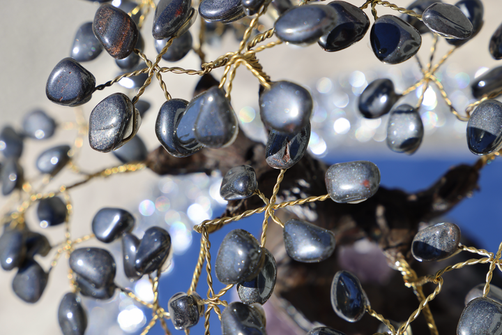 Handmade Hematite Tree with Amethyst Base - Large - Enchantia Muse