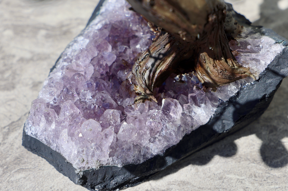 Handmade Hematite Tree with Amethyst Base - Large - Enchantia Muse