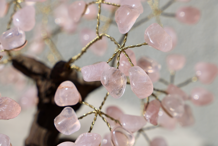 Handmade Rose Quartz Tree with Druzy Agate Base - Large - Enchantia Muse