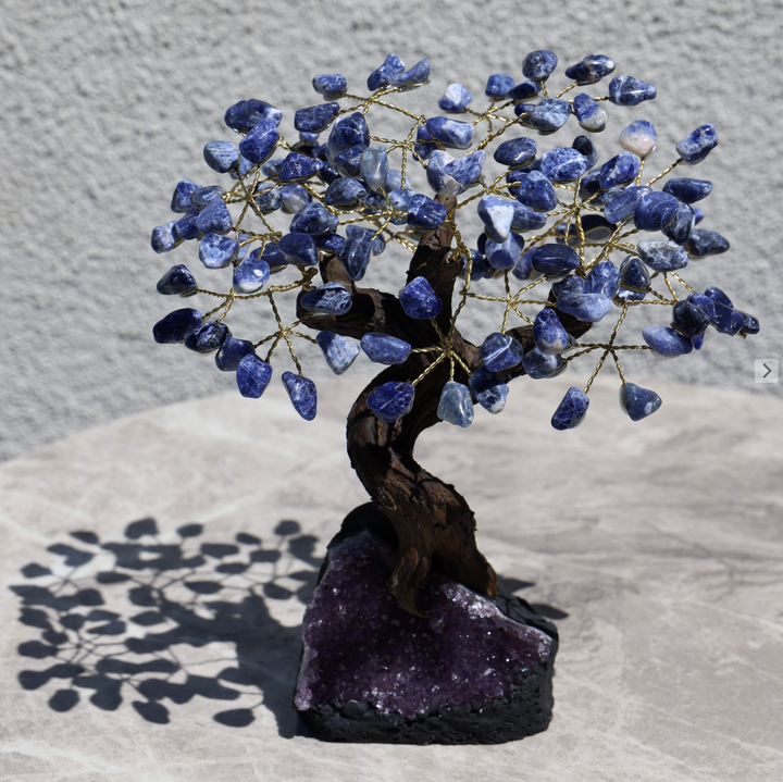 Handmade Sodalite Tree with Amethyst Base - Large - Enchantia Muse