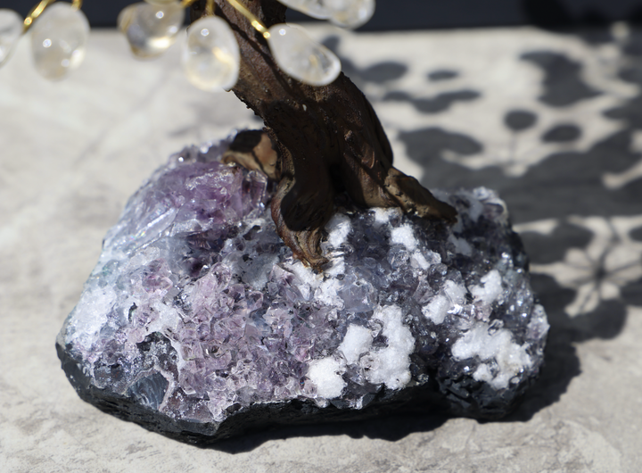 Handmade Clear Quartz Tree with Amethyst Base - Large - Enchantia Muse