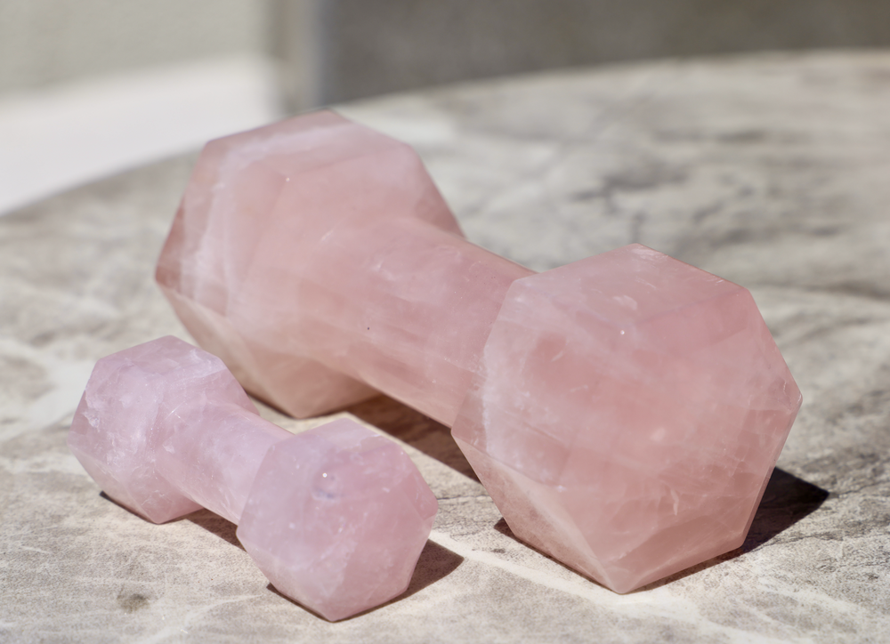 Hand-carved Rose Quartz Dumbbell - S/M - Enchantia Muse