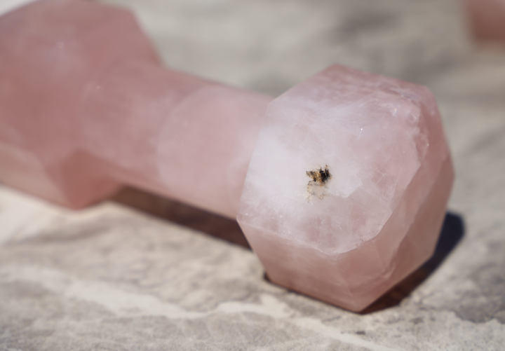 Hand-carved Rose Quartz Dumbbell - S/M - Enchantia Muse