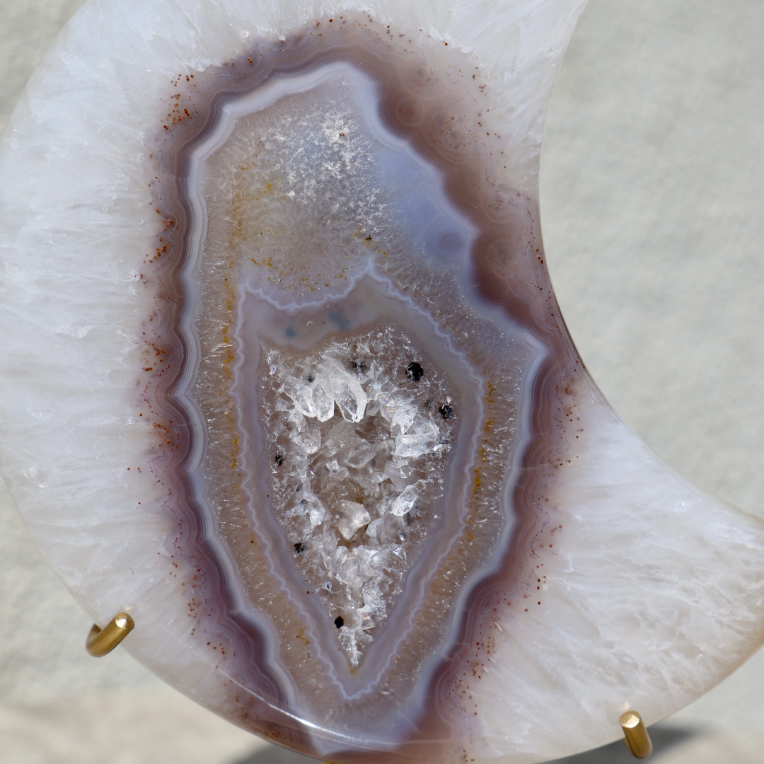 'NEBULA' Druzy Agate Moon with Stand - XL - Enchantia Muse