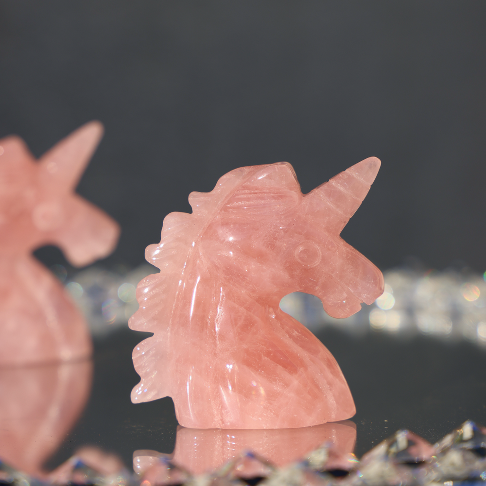 Hand-carved Rose Quartz Unicorn - Enchantia Muse